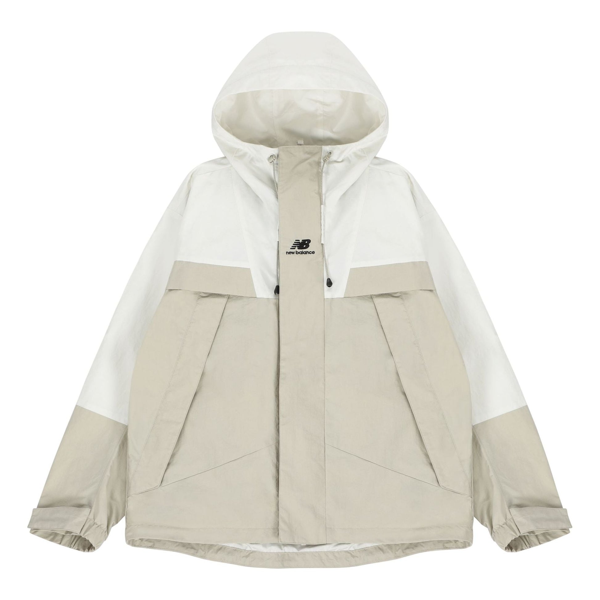 New Balance Logo Embroidered Colorblock Hooded Jacket Couple Style White 5AC14103-BEI