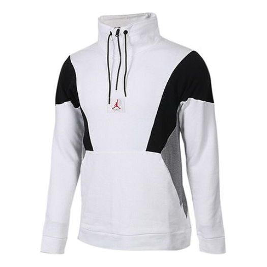 Air Jordan Men's Half Zipper Hooded Athletic Casual Fleece White AV2293-100