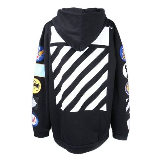 Off-White Long-Sleeve Hooded Zip-up Fleece Men Black OMBB009F161920891001