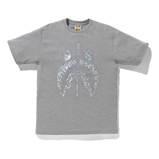 Men's BAPE Reflective Shark Printing Short Sleeve Gray 0ZXTEM110063E