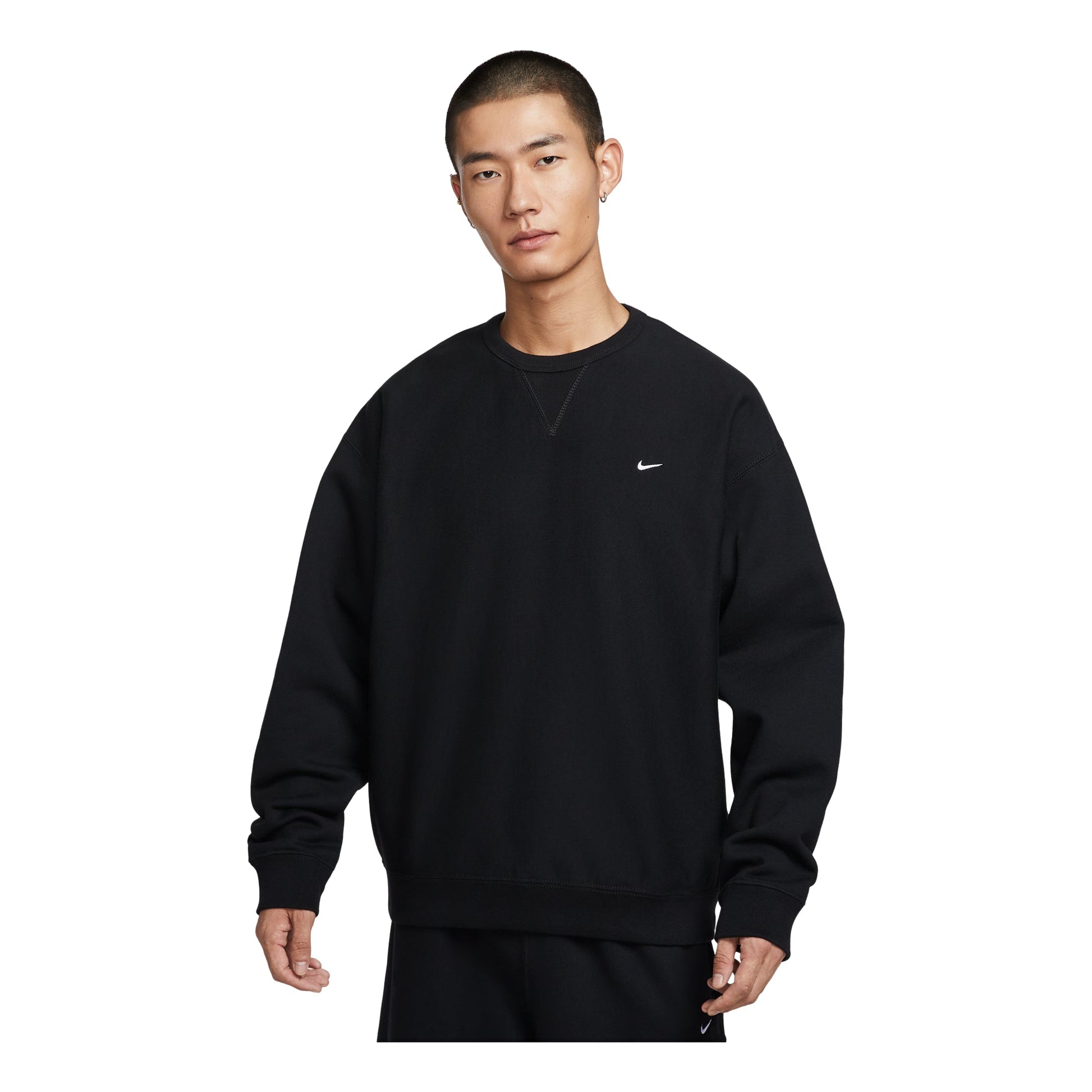 Nike Solo Swoosh Plush Crew Neck Top 'Black' HV1087-010