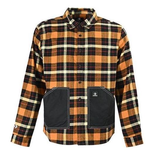 Converse Plaid Patchwork Woven Long Sleeve Button Down Shirt Asia Sizing 'Yellow' 10023802-A01