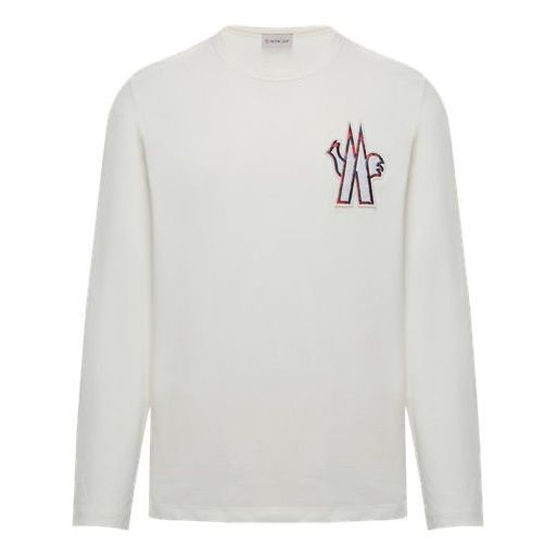 Moncler Chest Logo Long Sleeve Crewneck For Men White 0918D701208390T034