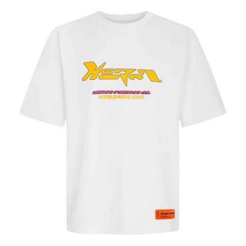 Men's HERON PRESTON Logo Printing Loose Short Sleeve White HMAA019F20JER0020116