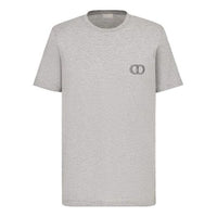 Men's DIOR CD Icon Logo Embroidered Short Sleeve Gray 013J600A0589-C888