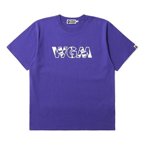Men's BAPE WGM Printing Short Sleeve Purple 0ZXTEM109072C
