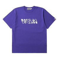Men's BAPE WGM Printing Short Sleeve Purple 0ZXTEM109072C