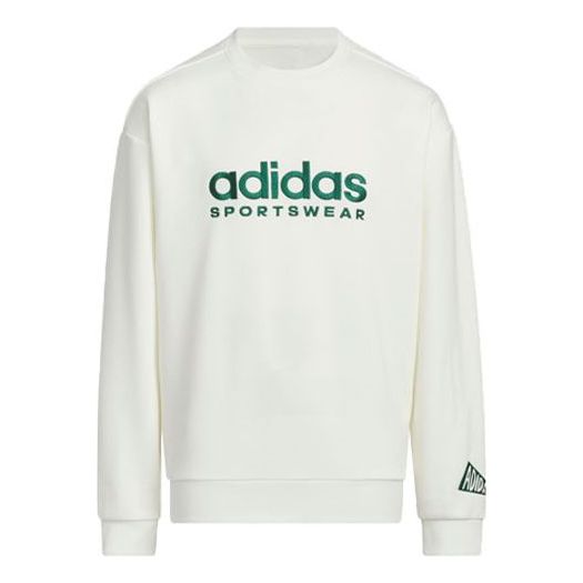 (GS) adidas Sportswer Neck Crew 'White Green' IN6528