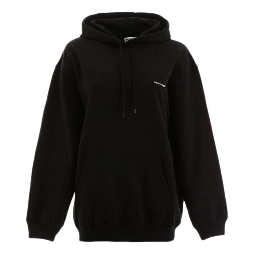 (WMNS) Balenciaga Dropped Shoulder Sleeves Alphabet Hoodie Black 570798TYK271000