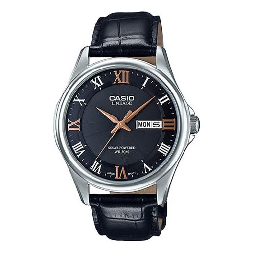 Casio Lineage Analog Leather Strap Watch 'Black Silver Gold' LIN-S100L-1AV