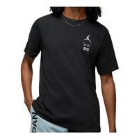 Men's Air Jordan Logo Pattern Round Neck Short Sleeve Black T-Shirt DM1431-010