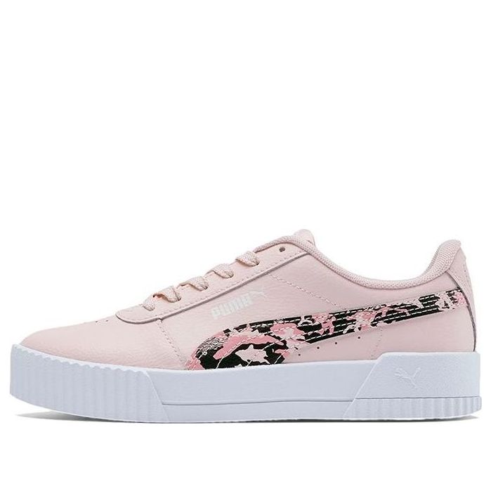 (GS) PUMA Carina Camo Casual Board Shoes Pink/White 373084-01