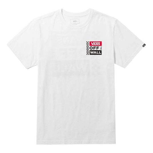 Vans Back Large Logo Printing Round Neck Short Sleeve Couple Style White VN0A3TY4WHT