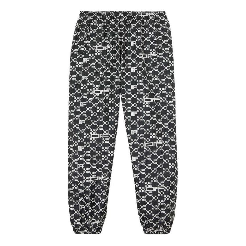 Men's Off-White SS22 Full Print Arrow Pattern Alphabet Sports Pants/Trousers/Joggers Black OMCJ016S22FAB0011001
