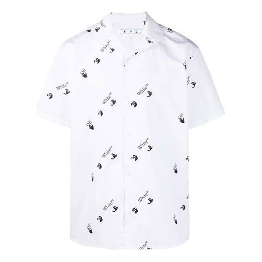 Off-White SS21 Logo Printing Short Sleeve Shirt Loose Fit White OMGA163R21FAB0010110