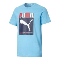 PUMA Celebration Graphic Alphabet Large Logo Printing Short Sleeve Blue 586040-36