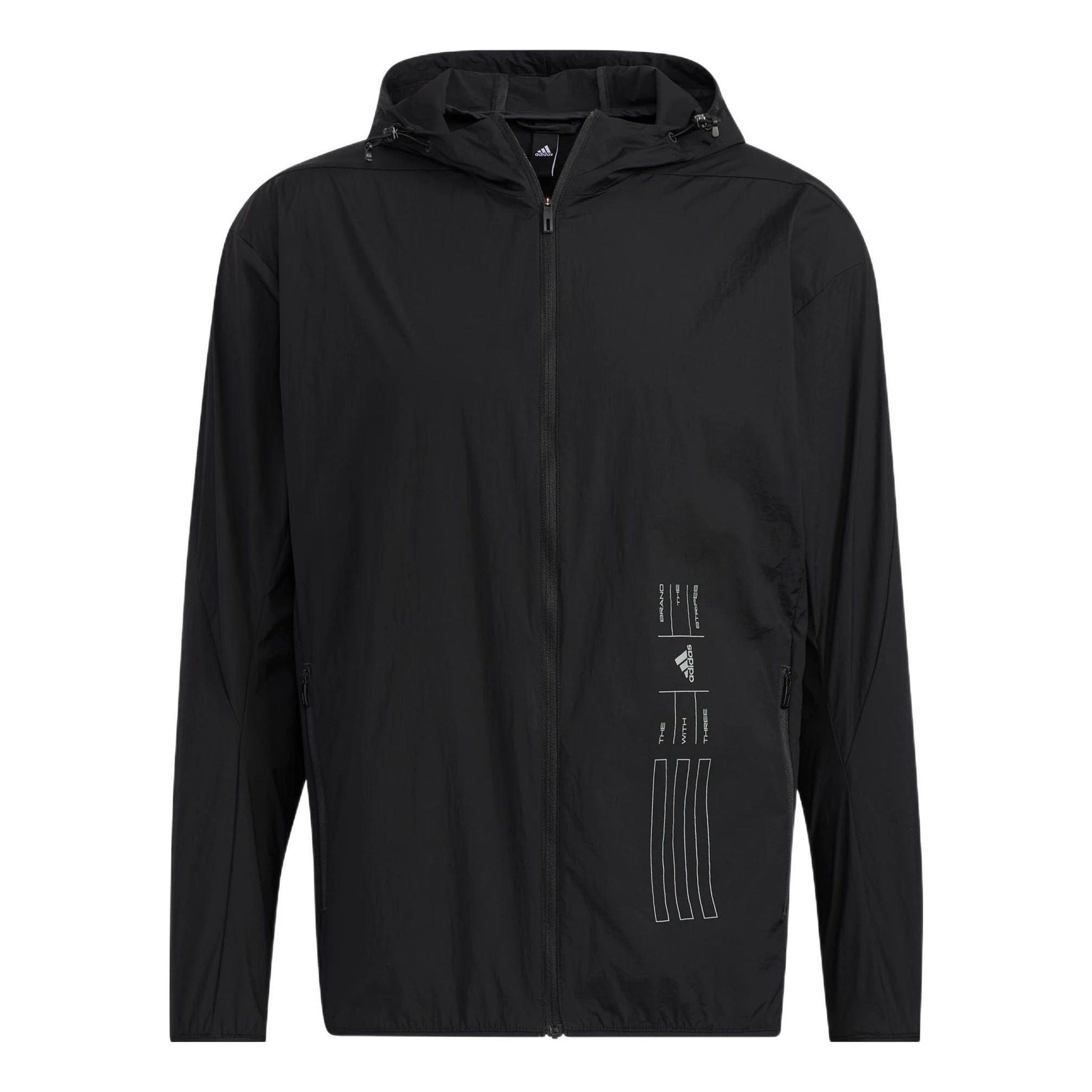adidas Solid Color Sports Hooded Jacket Black HE9915