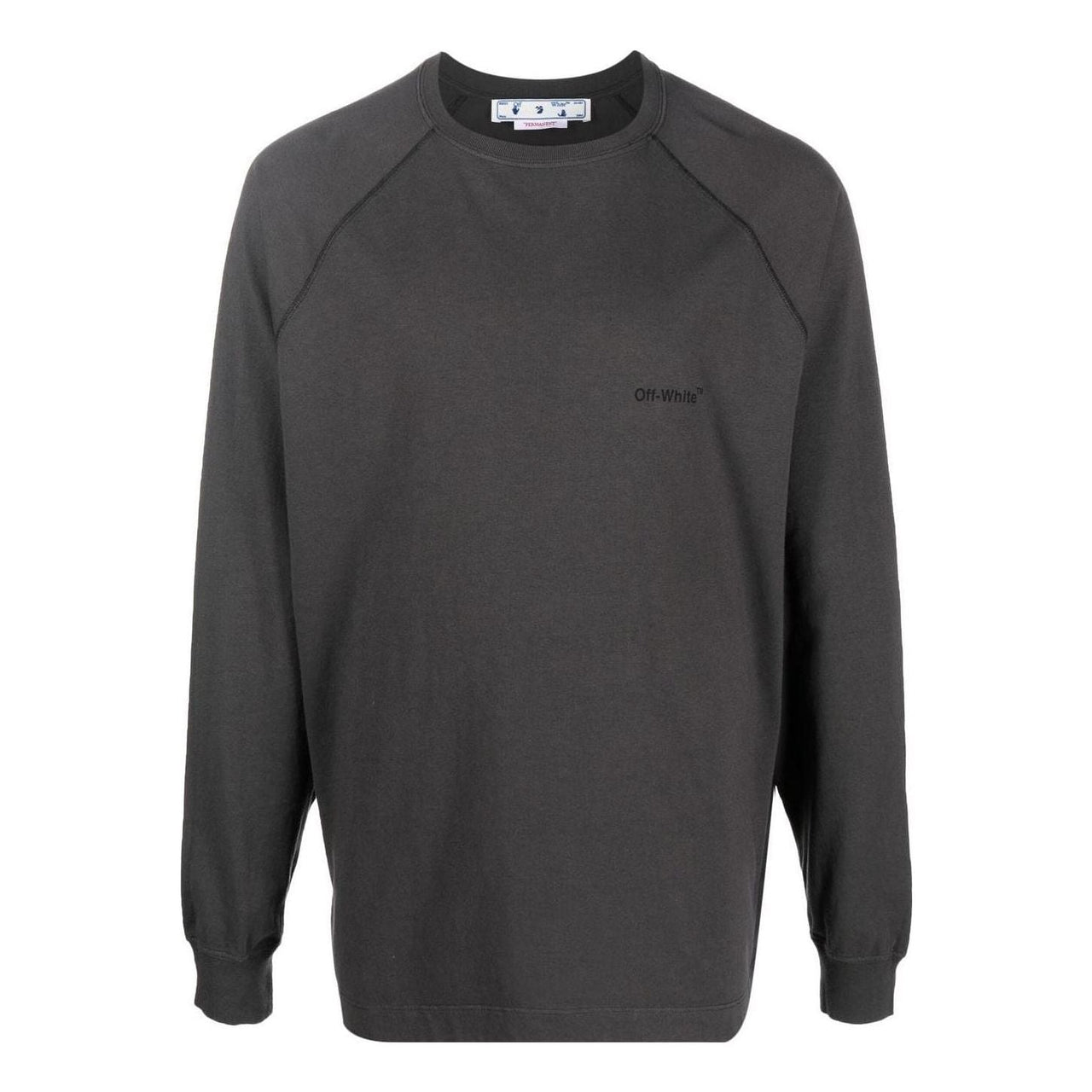 Men's Off-White Logo Printing Pattern Round Neck Pullover Long Sleeves Gray OMAB067C99JER00110101010