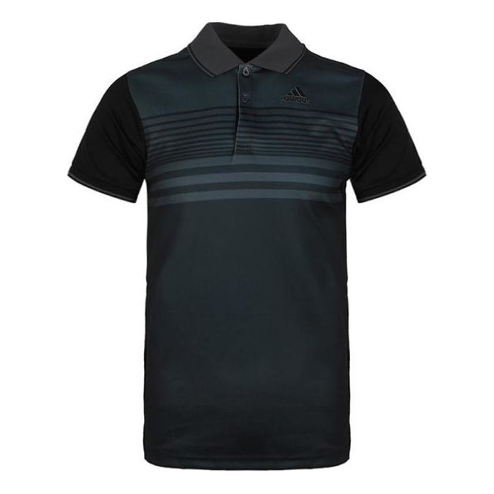 adidas Casual Sports Training Breathable Short Sleeve Polo Shirt Black FN1451