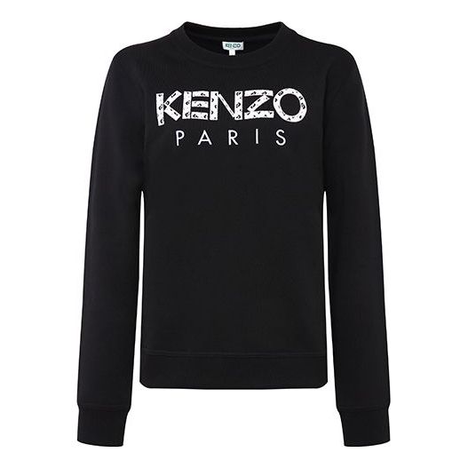 (WMNS) KENZO Logo Printing Sports Hoodie Black FA52SW707962-99