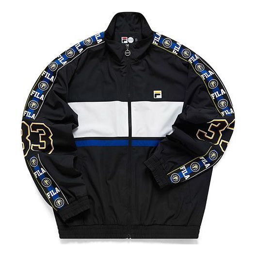 Men's FILA FUSION Loose Printing Long Sleeves Jacket Black T11M115709F-BK