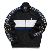 Men's FILA FUSION Loose Printing Long Sleeves Jacket Black T11M115709F-BK