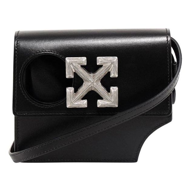 Off-White Jitney0.7 Series Design Metallic Cortex Small Black Messenger Bag OMNN008R21LEA0011078