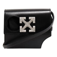 Off-White Jitney0.7 Series Design Metallic Cortex Small Black Messenger Bag OMNN008R21LEA0011078