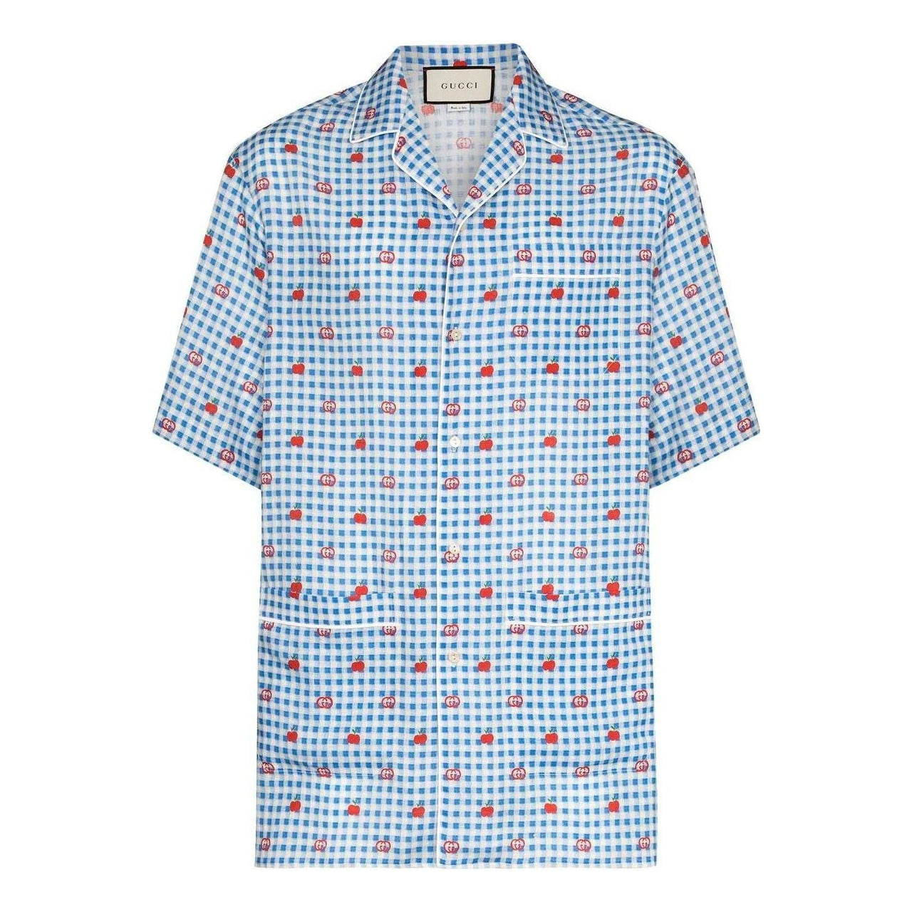 Gucci GG Apple Jacquard Check Bowling Shirt 'Blue' 636406-ZAFEM-4428