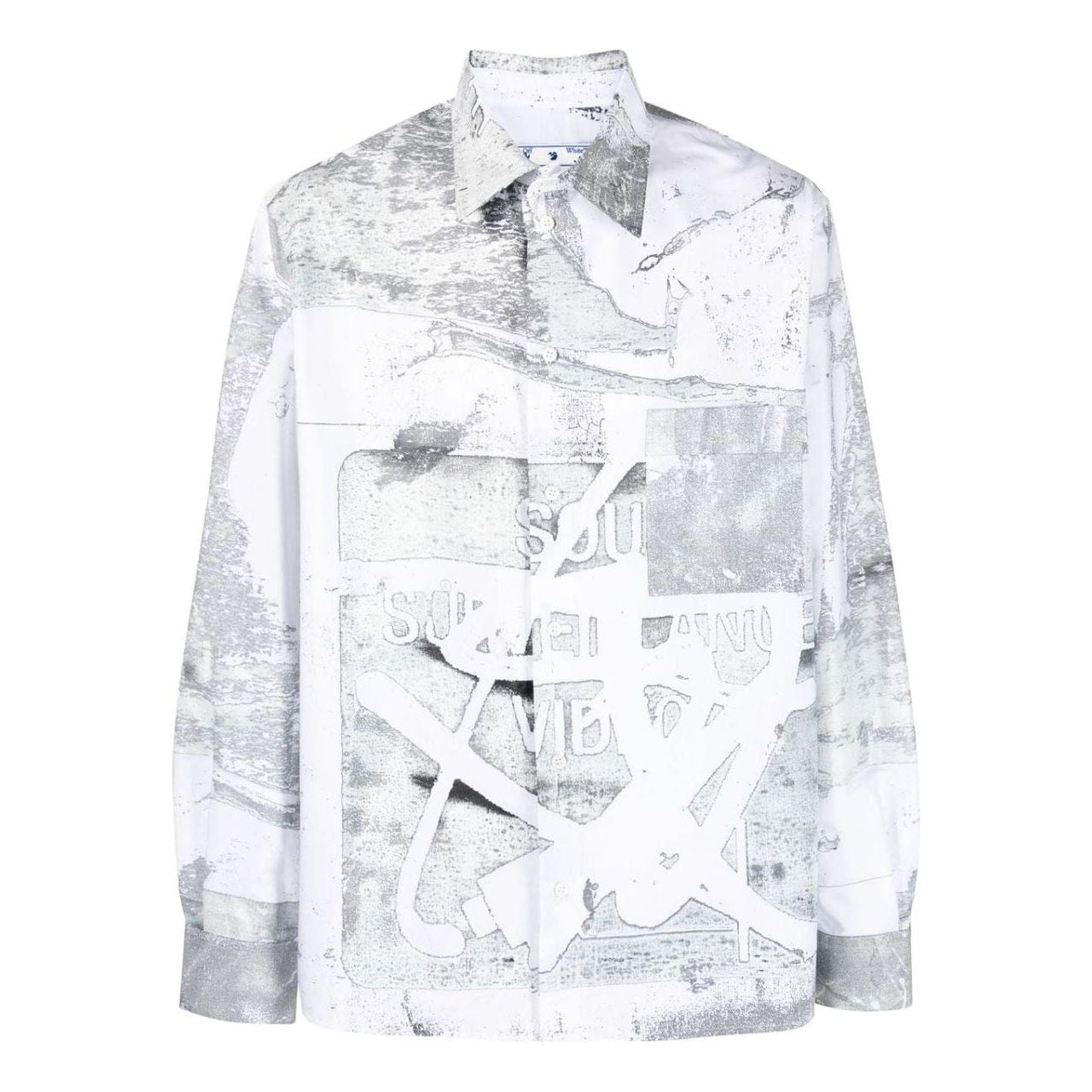 Off-White Abstract Print Button Front Shirt OMGA190F21FAB0068400