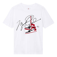 Men's Jordan AJ85 Signature Printing Short Sleeve White T-Shirt BQ5539-100