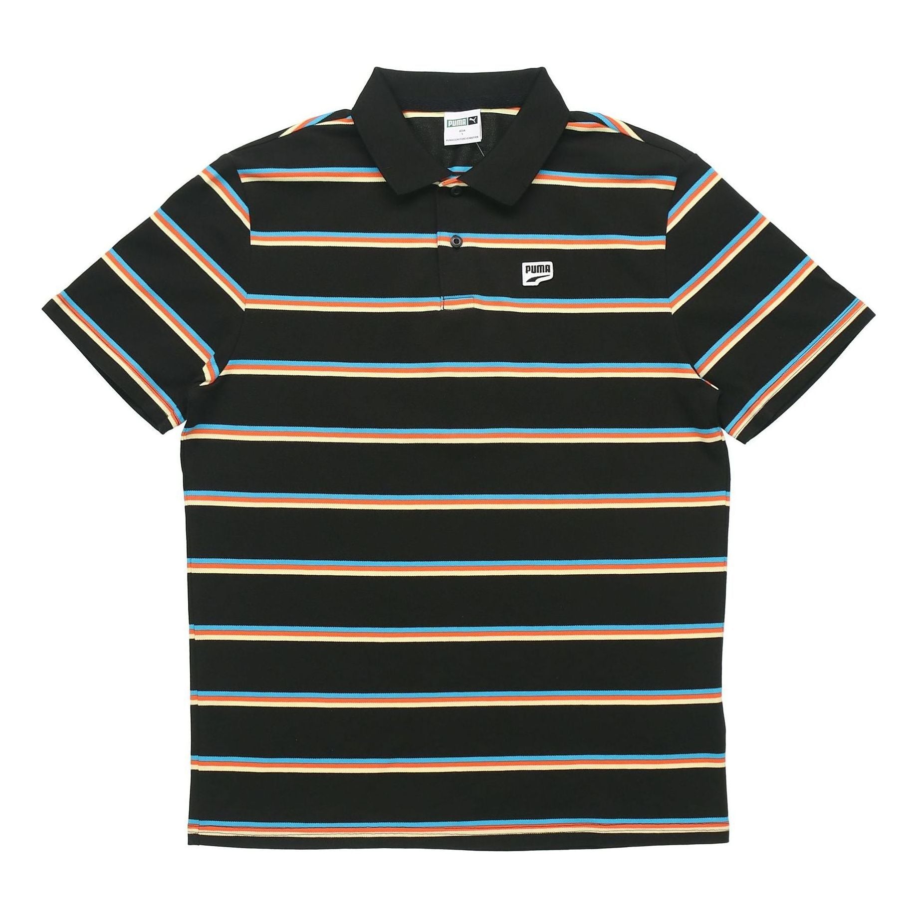 PUMA Downtown Stripe Polo Tee Shirt 'Black' 599781-01