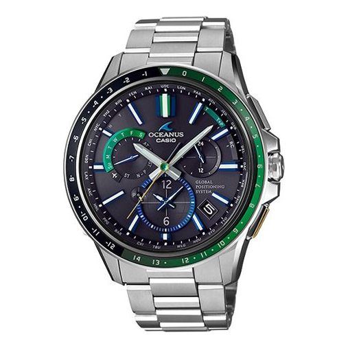 CASIO Sports Green DialSilver Strap Mens GreenSilver Analog OCW-G1100-1A2