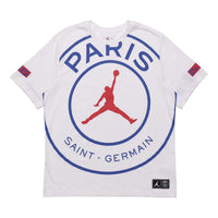 Air Jordan SS20 As M J Psg Logo Tee Paris Saint-Germain Flying Man Pattern Short Sleeve White BQ8385-100