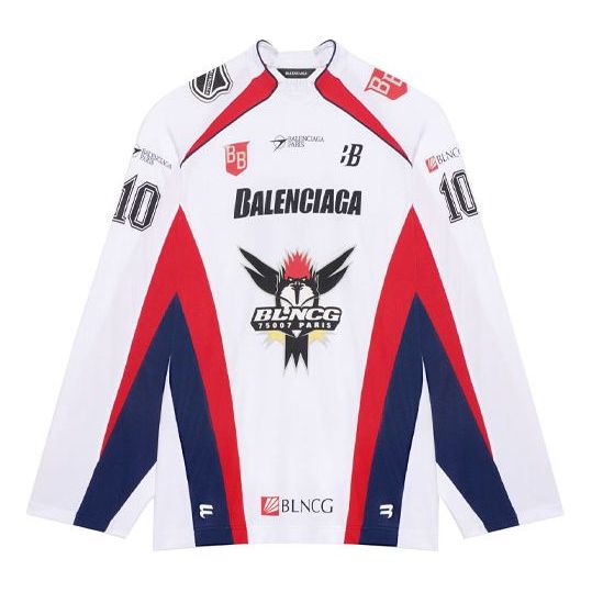 Men's Balenciaga SS21 Hockey Sports Mesh Long Sleeves White 657105TKV248090