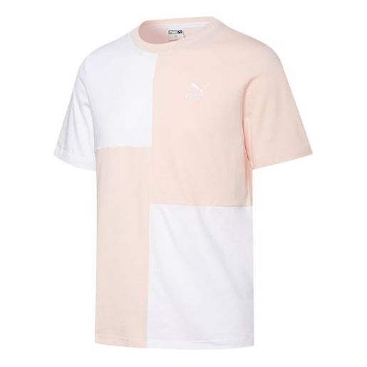 PUMA Classics Colorblock Round Neck Sports Short Sleeve Pink 533176-27