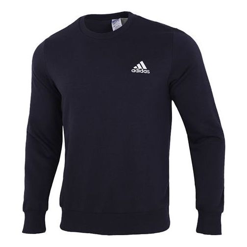 Men's adidas Sl Ft Swt Embroidered Logo Loose Knit Pullover Blue GK9118