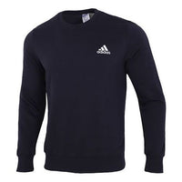 Men's adidas Sl Ft Swt Embroidered Logo Loose Knit Pullover Blue GK9118
