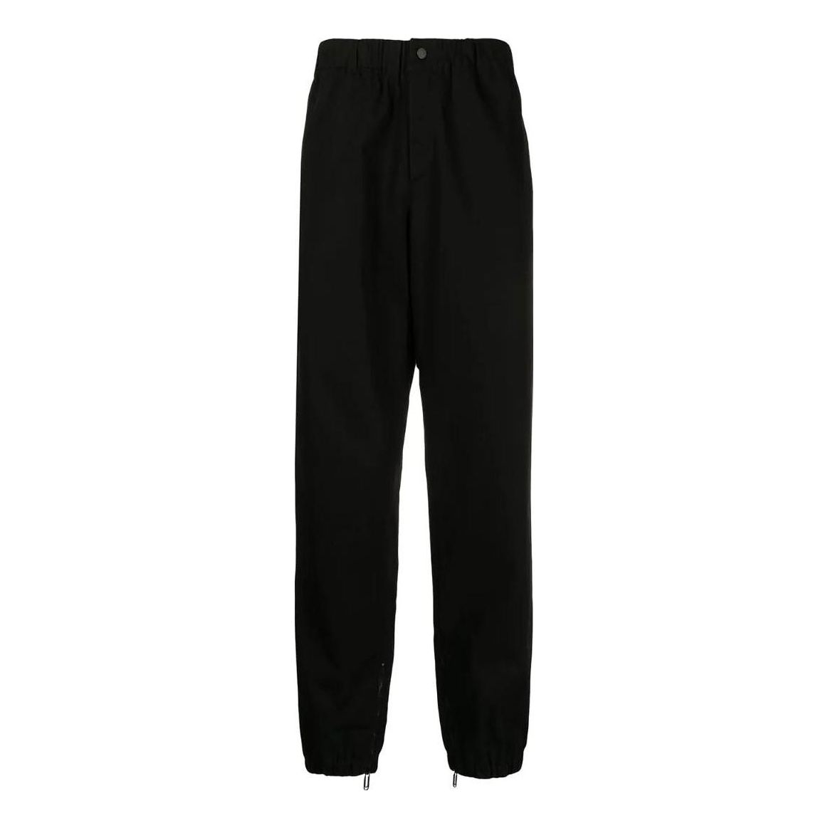Men's Off-White SS22 Solid Color Elastic Waistband Straight Casual Pants/Trousers Version Black OMCG029F21FAB0011010