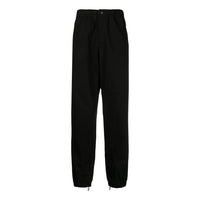 Men's Off-White SS22 Solid Color Elastic Waistband Straight Casual Pants/Trousers Version Black OMCG029F21FAB0011010