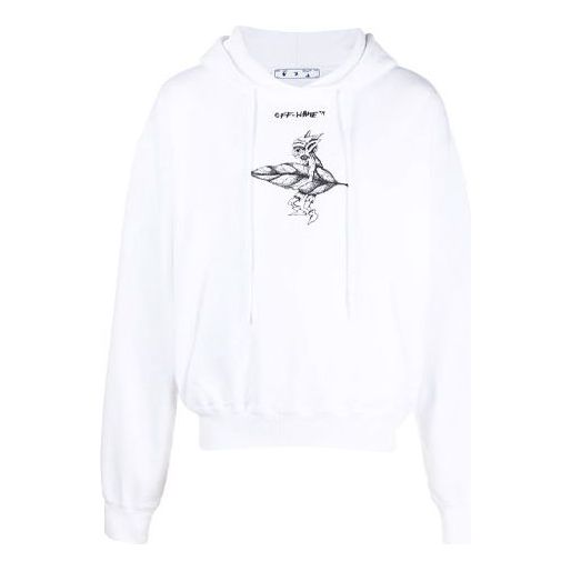 Off-White SS21 Pattern Printing hooded Long Sleeves White OMBB037R21FLE0110110
