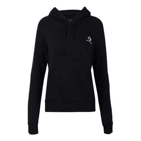 (WMNS) Converse Embroidered Star Chevron Pullover Hoodie Asia Sizing 'Black' 10019442-A01