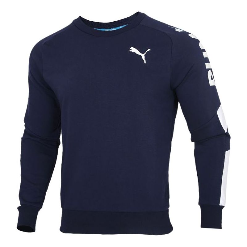PUMA logo Printing Round Neck Pullover Sports Blue 585178-06