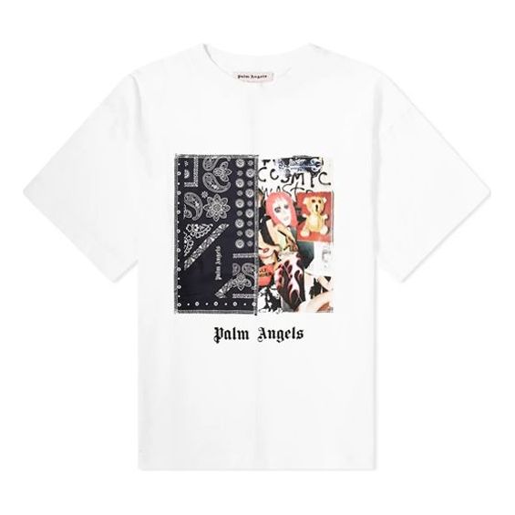 PALM ANGELS Bandana College Tee cashew Printing Short Sleeve White PMAA001E194130290188