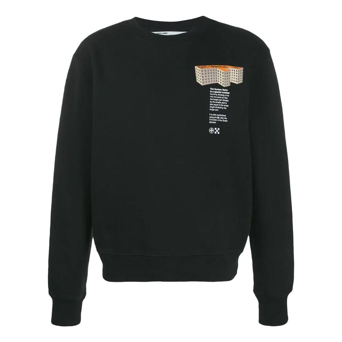 Men's Off-White SS22 Round Neck Pattern Alphabet Printing Pullover Long Sleeves Version Black OMBA025R20E300071088