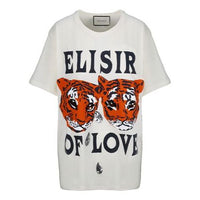 (WMNS) Gucci Tiger Printed Sequin Embroidered Cotton Short Sleeve White 492347-XJBHQ-7136