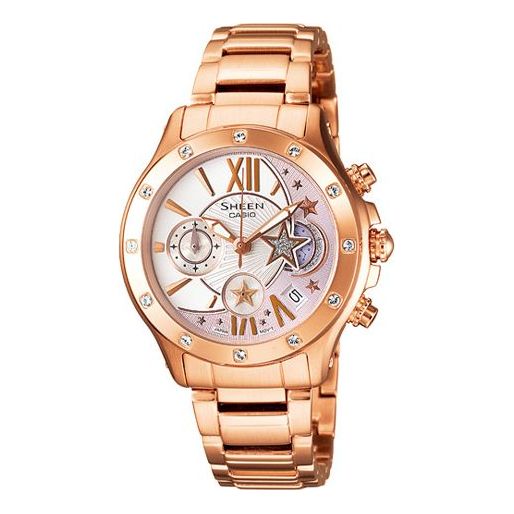 CASIO Quartz Waterproof SHEEN Stainless Steel Strap Gold Analog SHN-5508GD-7ADR