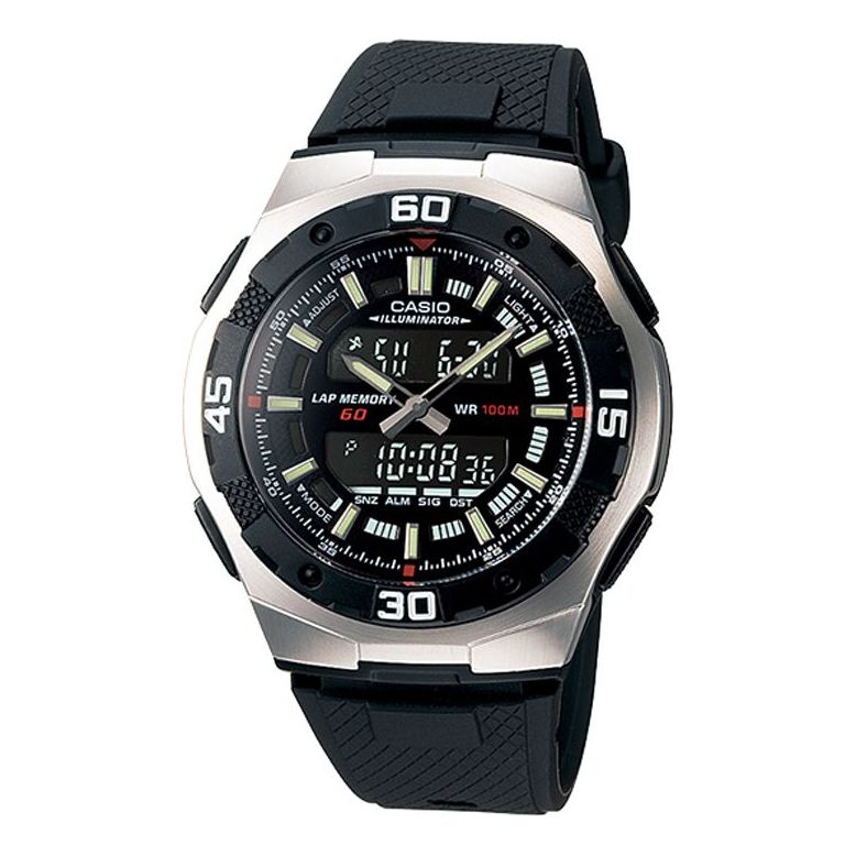 CASIO Sports Mens Black Analog/Digital Combo AQ-164W-1A2021
