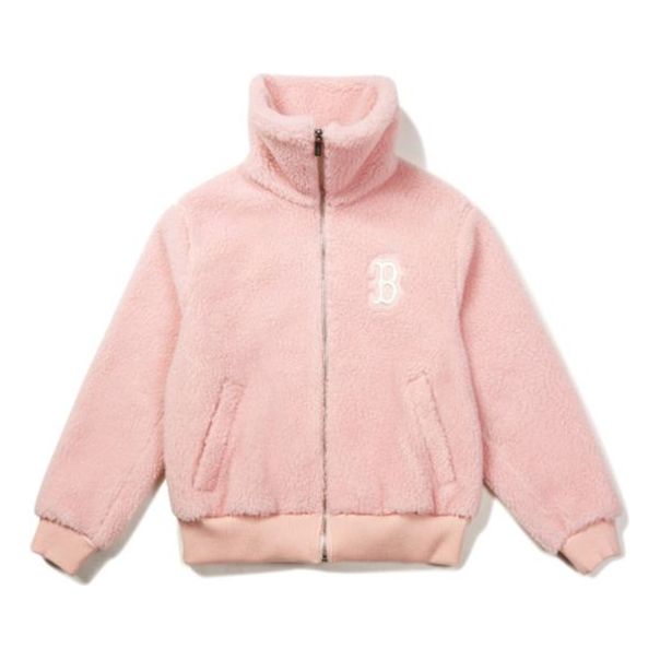 MLB Boston Red Sox lamb's wool lapel Jacket Unisex Pink 31JPF4061-43P