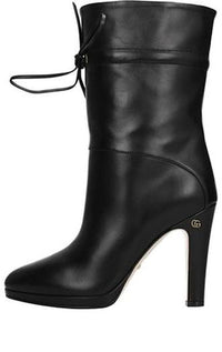 (WMNS) Gucci Drawstring-tie Ankle Boots 'Black' 626719-BKO00-1000